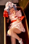 blue_hair cosplay dress hat remilia_scarlet shizuku socks touhou touhou_muge_youji wings rating:Safe score:6 user:nil!