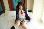 bed blazer blouse cosplay kneesocks k-on! nakano_azusa panties pleated_skirt school_uniform skirt tsukihana_rin twintails rating:Safe score:0 user:nil!