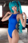 blue_hair cosplay hatsune_miku necoco one-piece_swimsuit swimsuit twintails vocaloid void_necoco rating:Safe score:1 user:nil!