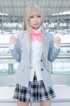 ahoge blazer blouse bowtie cosplay haiyore!_nyaruko-san nyaruko pleated_skirt skirt white_hair yuushi rating:Safe score:0 user:pixymisa