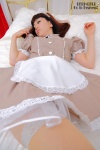 apron bed cosplay dress guri hairband maid maid_uniform original pantyhose thighhighs zettai_ryouiki rating:Safe score:1 user:nil!