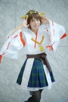 black_legwear cosplay detached_sleeves hairband hiei_(kantai_collection) hikaru kantai_collection kimono miko pleated_skirt skirt thighhighs rating:Safe score:1 user:nil!