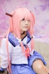 angel_beats! choker cosplay hair_ribbons hatsuki_mia pink_hair pleated_skirt sailor_uniform school_uniform skirt tail twintails yui_(angel_beats!) rating:Safe score:0 user:pixymisa