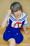 clannad cosplay hairband jumper kneehighs ryuuna sailor_uniform sakagami_tomoyo school_uniform silver_hair rating:Safe score:1 user:nil!
