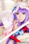 bed cosplay dress hat patchouli_knowledge purple_hair robe saku sweet_garden touhou rating:Safe score:0 user:nil!