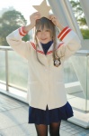 blazer blouse clannad cosplay dunce_cap ibuki_fuuko pantyhose pleated_skirt saeki_sae school_uniform silver_hair skirt rating:Safe score:0 user:nil!