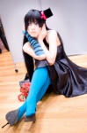 akiyama_mio arm_warmers blue_legwear cosplay dress k-on! pantyhose sera top_hat rating:Safe score:0 user:nil!