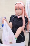 blouse cosplay familymart hairband megurine_luka pink_hair skirt tie vocaloid yu rating:Safe score:1 user:nil!