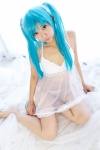 aqua_hair bed bra chemise cosplay hatsune_miku lingerie necoco panties remix_necosmo see-through side-tie_panties tagme_song twintails vocaloid rating:Safe score:4 user:nil!