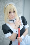 apron blonde_hair choker cosplay cuffs dress fate/hollow_ataraxia fate/series hairband mitsubachi_marie mop saber_alter yellow_eyes rating:Safe score:0 user:pixymisa