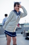 blouse cardigan cosplay hairbow kneehighs love_plus pleated_skirt sailor_uniform scarf_tie school_uniform skirt takane_manaka tsubasa_(iii) rating:Safe score:0 user:pixymisa