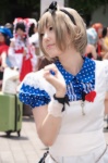 aki_(iv) akizuki_ryo apron blonde_hair cosplay dress hairbow idolmaster rating:Safe score:0 user:pixymisa