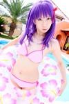 bikini cosplay fate/series fate/stay_night hair_ribbons inner_tube matou_sakura pool purple_hair sachi_budou side-tie_bikini swimsuit rating:Safe score:1 user:nil!