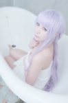 bathroom bathtub cleavage cosplay danganronpa kirigiri_kyouko kirigiri_to_celestia_san_danganronpa lechat purple_hair towel rating:Safe score:0 user:nil!