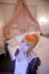 beatrice bed braid choker cosplay gown orange_hair saku umineko_no_naku_koro_ni rating:Safe score:0 user:nil!