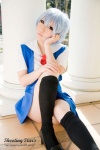 ayanami_rei blue_hair cosplay jumper kneesocks neon_genesis_evangelion sailor_uniform saku school_uniform white_end_type_zero rating:Safe score:1 user:nil!