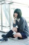 blouse cosplay glasses green_hair hina hori-san_to_miyamura-kun kneesocks kouno_sakura pleated_skirt school_uniform skirt sweater rating:Safe score:3 user:nil!