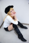 blonde_hair blouse boots cosplay hat michiko shorts tagme_character tagme_series thighhighs tie rating:Safe score:1 user:pixymisa