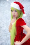 dress green_hair hair_clips santa_costume stocking_cap yae_maiko rating:Safe score:0 user:pixymisa