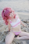anya_alstreim beach code_geass cosplay croptop hairband ocean panties pink_hair striped tatsuki rating:Safe score:2 user:nil!