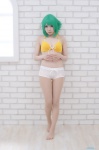 bikini_top cosplay green_hair gumi mashiro_ayaki pantyhose sheer_legwear shorts swimsuit vocaloid rating:Safe score:8 user:nil!
