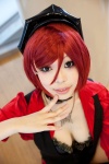 blouse choker cleavage cosplay original red_hair soda_(model) vest rating:Safe score:1 user:pixymisa