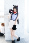 akiyama_mio animal_ears blouse bowtie cat_ears catgirl cat_paws cosplay k-on! pantyhose skirt yuushi rating:Safe score:1 user:pixymisa