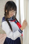 bed chocoball costume glasses pleated_skirt sailor_uniform school_uniform skirt twin_braids rating:Safe score:0 user:bored_man