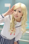 blonde_hair cosplay enomoto_kei hana_(ii) hatsukoi_limited pleated_skirt sailor_uniform school_uniform skirt twintails rating:Safe score:0 user:pixymisa