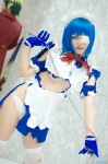 apron blue_hair chains cosplay dress eyepatch gloves hairband ikkitousen kai maid maid_uniform panties ryomou_shimei thighhighs torn_clothes underboob rating:Safe score:5 user:nil!