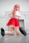 aiyoku_no_eustia blouse cosplay enako eustia_astraea koku_no_kanaria miniskirt pink_hair school_uniform skirt socks rating:Safe score:5 user:nil!