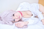 asanagi_rin bell blouse cleavage collar cosplay heterochromia k neko_(k) pink_hair rating:Safe score:2 user:pixymisa