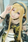 blonde_hair collar cosplay headset houtou_singi lily_(vocaloid) miniskirt skirt thighhighs vest vocaloid rating:Safe score:0 user:nil!