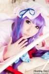 bed cosplay dress hat patchouli_knowledge purple_hair robe saku sweet_garden touhou rating:Safe score:0 user:nil!