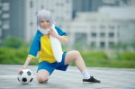 cosplay hazuki_riko inazuma_eleven kazemaru_ichirouta polo scarf shorts silver_hair socks rating:Safe score:0 user:nil!