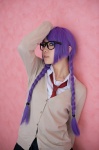 blouse cardigan cosplay glasses pleated_skirt purple_hair school_uniform skirt tagme_character tagme_series tie twin_braids unoki_kagami rating:Safe score:1 user:nil!