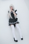 blouse bowtie cosplay green_eyes haiyore!_nyaruko-san jumper maitako nyaruko skirt thighhighs white_hair zettai_ryouiki rating:Safe score:1 user:pixymisa