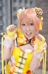 corset cosplay double_bun fingerless_gloves hoshizora_rin koyomi love_live!_school_idol_project orange_hair rating:Safe score:1 user:nil!