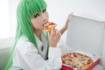 cc code_geass cosplay dress_shirt green_hair kanda_midori pizza rating:Safe score:5 user:xkaras