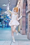 ame boots cosplay dress elbow_gloves garter gloves hoshizora_rin love_live!_school_idol_project orange_hair tiara veil rating:Safe score:0 user:nil!