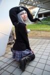amaguri_irufu ball cosplay headdress mayura nanika_wiz_mayura pleated_skirt silver_hair skirt sweater thighhighs rating:Safe score:0 user:pixymisa
