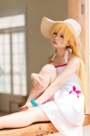 bakemonogatari blonde_hair cosplay dress nisemonogatari oshino_shinobu straw_hat suu rating:Safe score:7 user:pixymisa