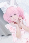 animal_ears apron bows bunny_ears cosplay dress inu_boku_secret_service mumuko pink_eyes pink_hair roromiya_karuta twintails rating:Safe score:0 user:pixymisa