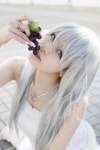 camisole cosplay grapes necklace original pantyhose root skirt white_hair rating:Safe score:1 user:xkaras