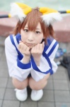 amane_(iii) animal_ears cat_ears cosplay miyafuji_yoshika pantyhose sailor_uniform school_uniform sheer_legwear strike_witches rating:Safe score:0 user:nil!