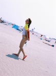 beach bikini bodyboard ocean ponytail sasaki_nozomi side-tie_bikini swimsuit tshirt rating:Safe score:1 user:nil!