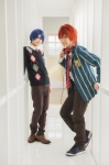 aobaichi blazer blue_hair cosplay crossplay headphones hijirikawa_masato otoya_ittoki red_hair shima shirt sweater tie trousers uta_no_prince-sama rating:Safe score:0 user:pixymisa