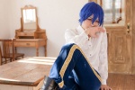 blue_eyes blue_hair boots cosplay crossplay dress_shirt kaito lili_a trousers vocaloid rating:Safe score:0 user:pixymisa