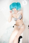 bathroom bathtub blue_hair bra cleavage cosplay ikkitousen kibashi panties ryofu_housen soap_suds twintails wet rating:Safe score:6 user:nil!