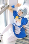 apron ayanami_rei blue_hair cosplay dress hairband hisame_chirumi maid maid_uniform neon_genesis_evangelion thighhighs rating:Safe score:1 user:nil!